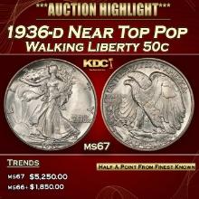 1936-d Walking Liberty Half Dollar Near Top Pop 50c ms67 SEGS