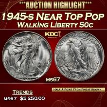 1945-s Walking Liberty Half Dollar Near Top Pop 50c ms67 SEGS