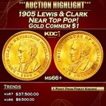1905 Lewis & Clark Gold Commem Dollar Near Top Pop! 1 ms66+ SEGS