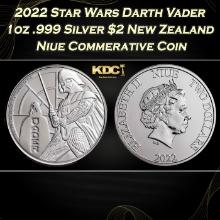 2022 Star Wars Darth Vader 1oz .999 Silver $2 New Zealand Niue Commerative Coin Grades Ungraded Roun