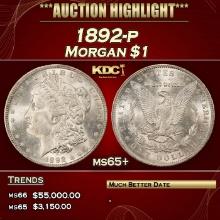1892-p Morgan Dollar $1 ms65+ SEGS