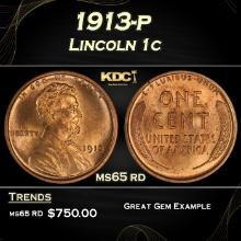 1913-p Lincoln Cent 1c Grades ms65 rd