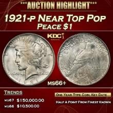 1921-p Peace Dollar Near Top Pop $1 ms66+ SEGS