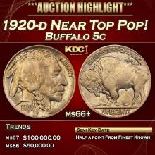1920-d Buffalo Nickel Near Top Pop! 5c ms66+ SEGS