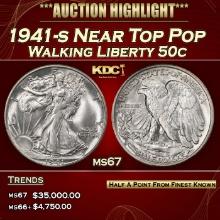 1941-s Walking Liberty Half Dollar Near Top Pop 50c ms67 SEGS