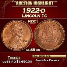 1922-d Lincoln Cent 1c ms65 rd SEGS
