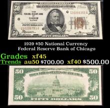 1929 $50 National Currency Federal Reserve Bank of Chicago Grades xf+