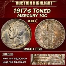1917-s Mercury Dime Toned 10c ms66+ FSB SEGS
