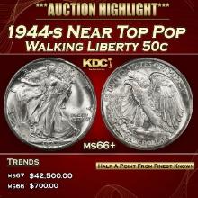 1944-s Walking Liberty Half Dollar Near Top Pop 50c ms66+ SEGS