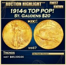 1914-s Gold St. Gaudens Double Eagle TOP POP! $20 ms67 SEGS