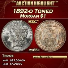 1892-o Morgan Dollar Toned $1 ms65+ SEGS