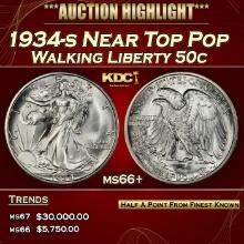 1934-s Walking Liberty Half Dollar Near Top Pop 50c ms66+ SEGS