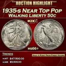 1935-s Walking Liberty Half Dollar Near Top Pop 50c ms66+ SEGS