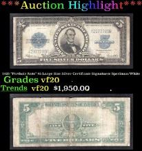 1923 $5 Large Size Silver Certificate "Porthole Note" Grades vf, very fine Signatures Speelman/White
