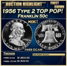 1956 Type 2 Proof Franklin Half Dollar TOP POP! 50c pr69 DCAM SEGS