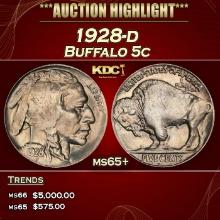 1928-d Buffalo Nickel 5c ms65+ SEGS