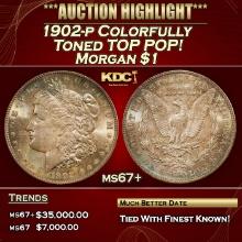 1902-p Morgan Dollar Colorfully Toned TOP POP! $1 ms67+ SEGS