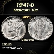1941-d Mercury Dime 10c ms67 fsb SEGS