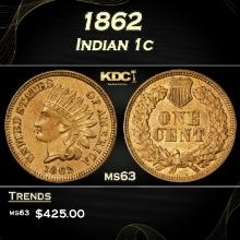 1862 Indian Cent 1c Grades ms63