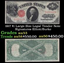 1917 $1 Large Size Legal Tender Note Grades Select AU Signatures Elliott/Burke