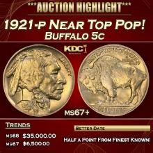 1921-p Buffalo Nickel Near Top Pop! 5c ms67+ SEGS