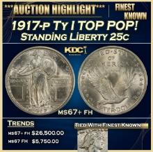 1917-p Ty I Standing Liberty Quarter TOP POP! 25c ms67+ fh SEGS