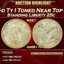 1917-d Ty I Standing Liberty Quarter Toned Near Top Pop 25c ms66+ fh SEGS