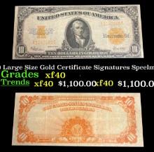 1922 $10 Large Size Gold Certificate Grades xf Signatures Speelman/White