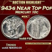 1943-s Mercury Dime Near Top Pop! 10c ms68 FSB SEGS