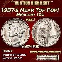 1937-s Mercury Dime Near Top Pop! 10c ms67+ FSB SEGS