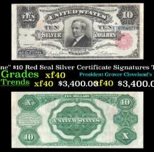 1891 $10 Red Seal Silver Certificate "Tombstone" Grades xf Signatures Tillman/Morgan