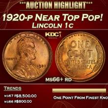 1920-p Lincoln Cent Near Top Pop! 1c ms66+ rd SEGS