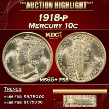 1918-p Mercury Dime 10c ms65+ fsb SEGS