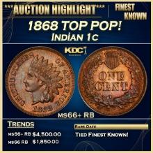 1868 Indian Cent TOP POP! 1c ms66+ RB SEGS