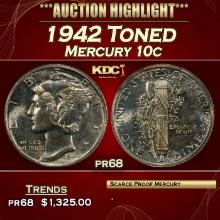 1942 Proof Mercury Dime Toned  10c pr68 SEGS
