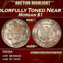 1880-s Morgan Dollar Colorfully Toned Near Top Pop! $1 ms68+ SEGS