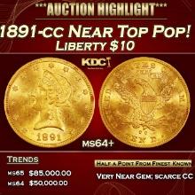 1891-cc Gold Liberty Eagle Near Top Pop! $10 ms64+ SEGS