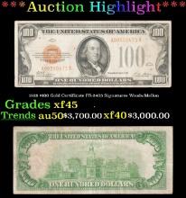 1928 $100 Gold Certificate FR-2405 Signatures Woods/Mellon Grades xf+