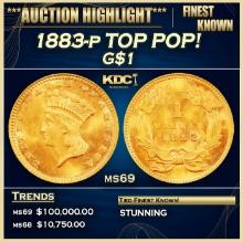 1883-p Gold Dollar TOP POP! $1 ms69 SEGS