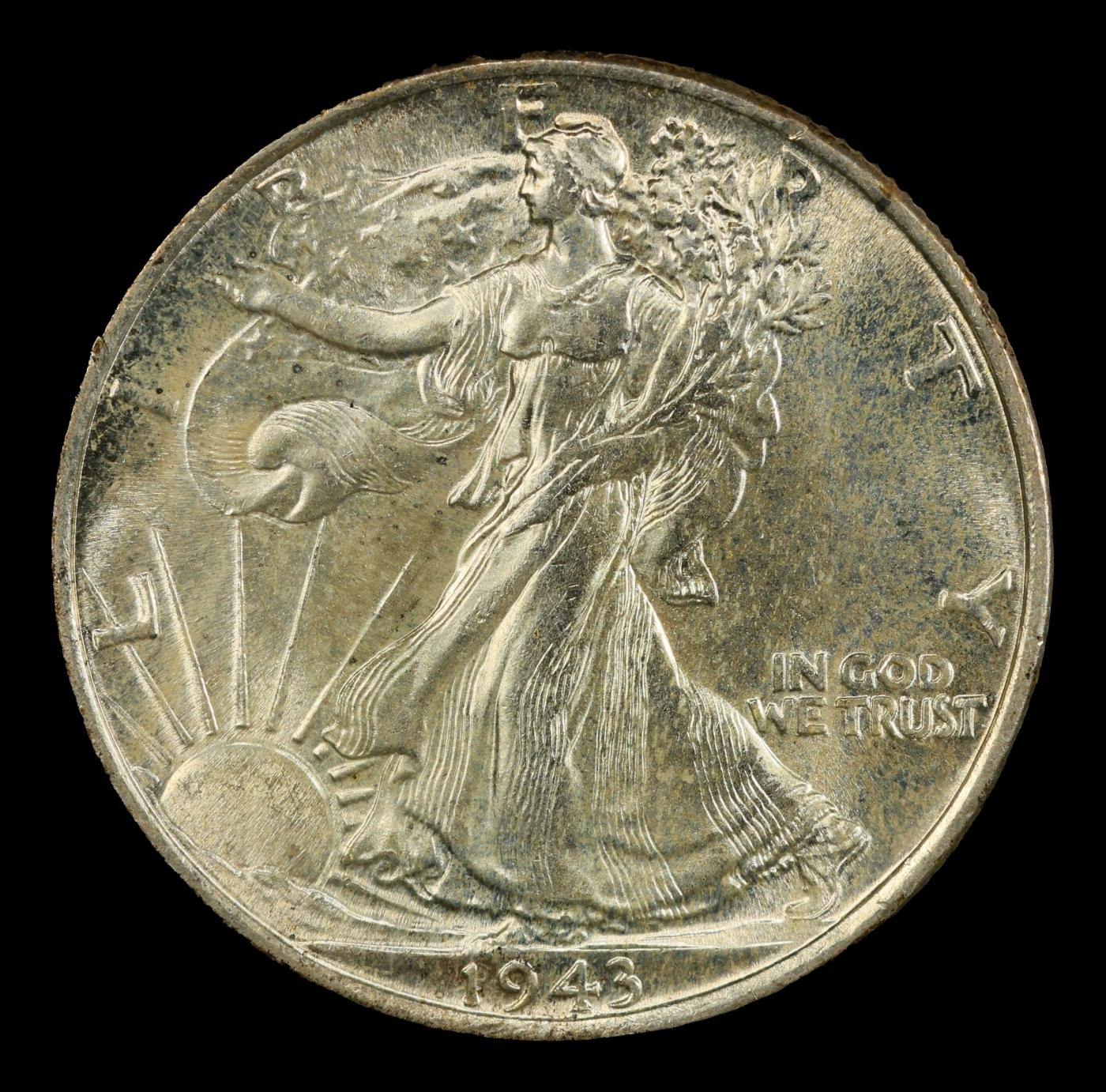 1943-p Walking Liberty Half Dollar 50c ms67 SEGS