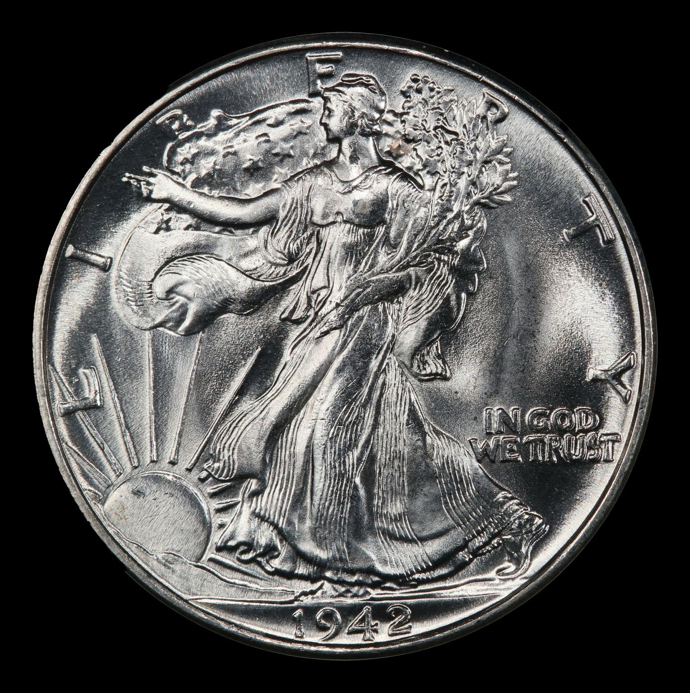 1942-p Walking Liberty Half Dollar Near Top Pop 50c ms67+ SEGS