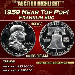 1959 Proof Franklin Half Dollar Near Top Pop! 50c pr68 DCAM SEGS