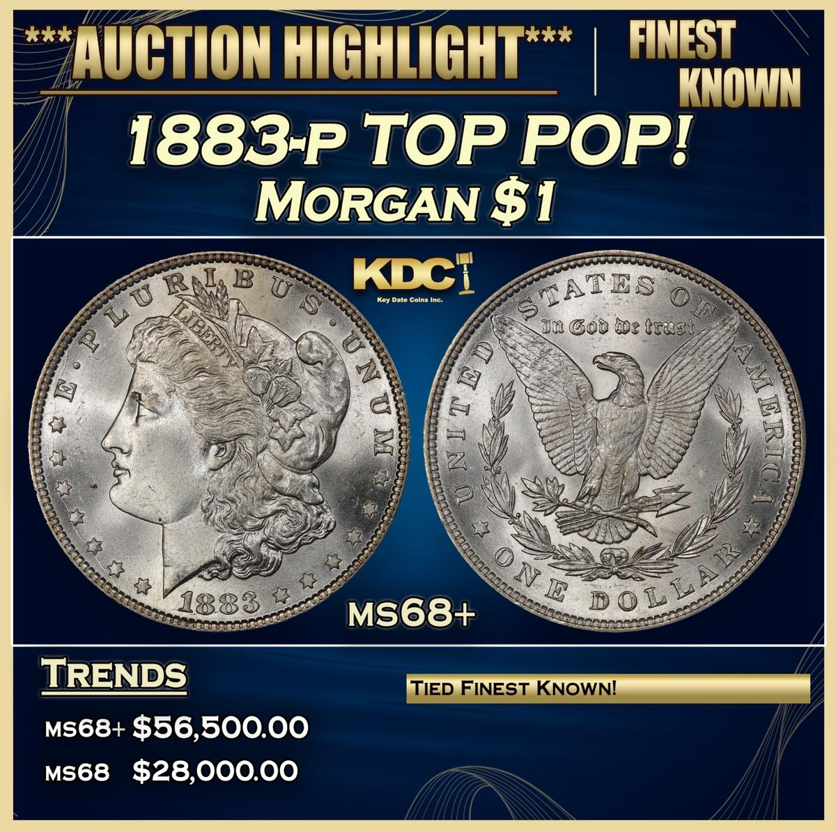 1883-p Morgan Dollar TOP POP! $1 ms68+ SEGS
