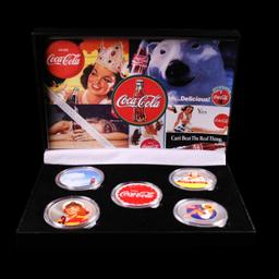 5 OZ .999 Fine Silver Set Coca Cola Colorized Collection