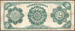 1891 $2 Treasury Note Grades vf+ Signatures Rosecrans/Nebeker