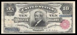 1891 $10 Red Seal Silver Certificate "Tombstone" Grades xf Signatures Rosecrans/Nebeker