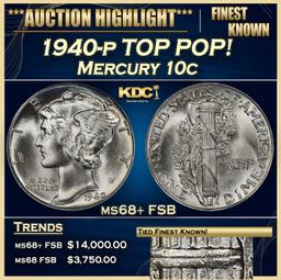 1940-p Mercury Dime TOP POP! 10c ms68+ FSB SEGS