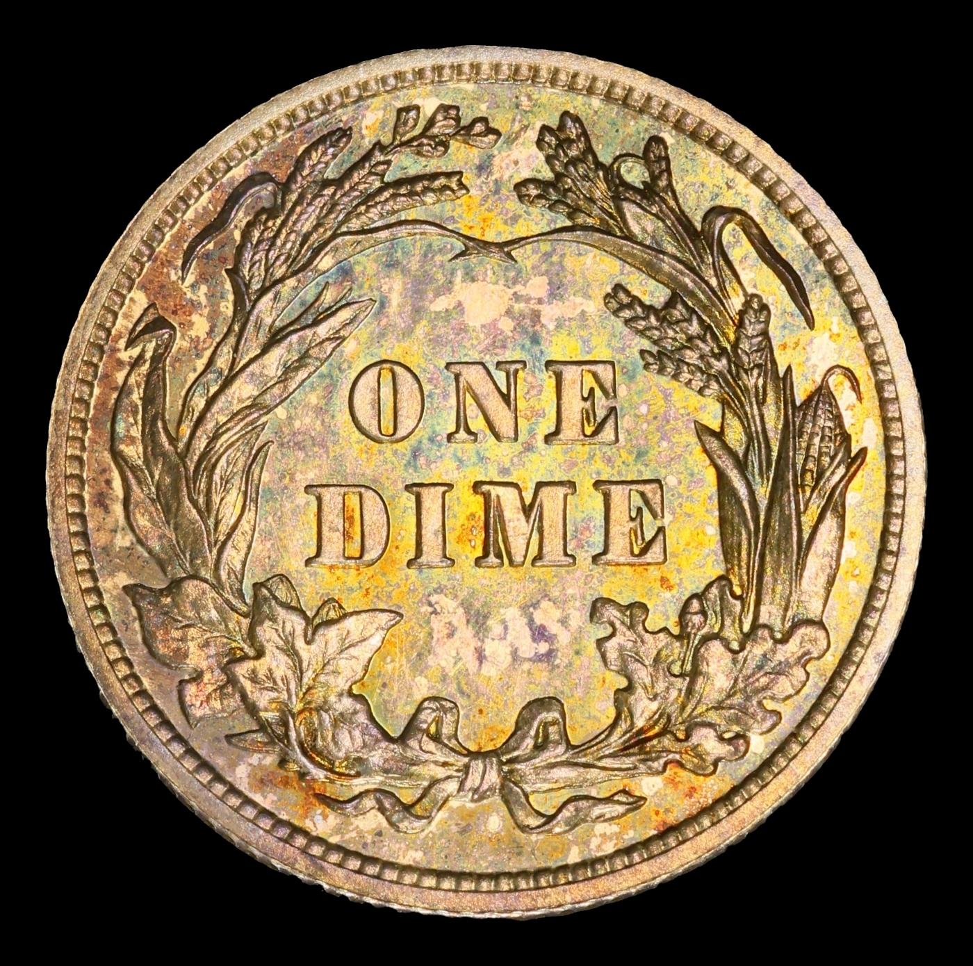 1912 Proof Barber Dime Rainbow Toned Near Top Pop 10c pr67+ SEGS