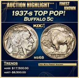 1937-s Buffalo Nickel TOP POP! 5c ms68 SEGS