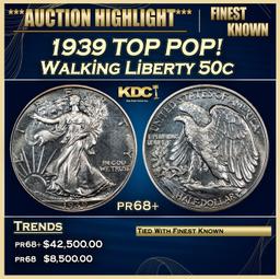 1939 Proof Walking Liberty Half Dollar TOP POP! 50c pr68+ SEGS
